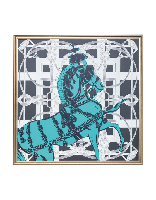 CUADRO CABALLO AZUL NEGRO