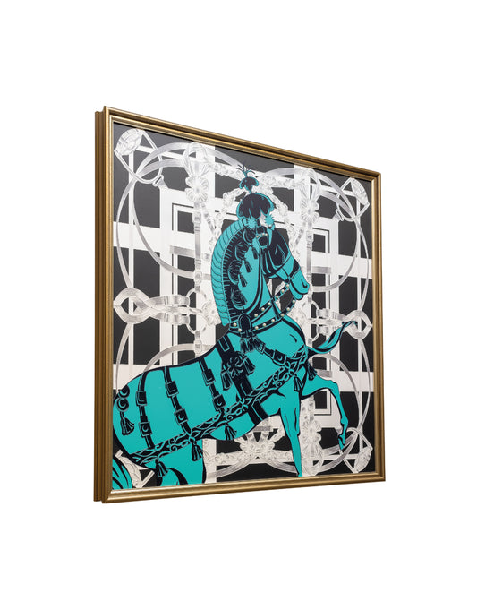 CUADRO CABALLO AZUL NEGRO