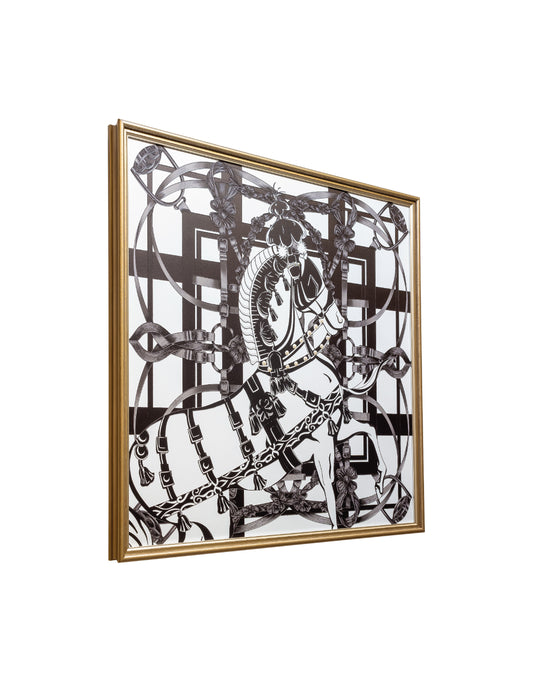 CUADRO CABALLO BLANCO NEGRO