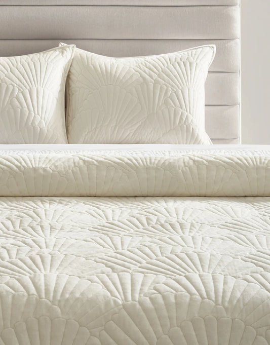 SET DE EDRECOLCHA FAN VELVET IVORY - KING SIZE