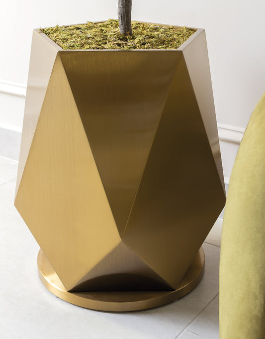 MACETERA GEO DORADO CON OLIVO